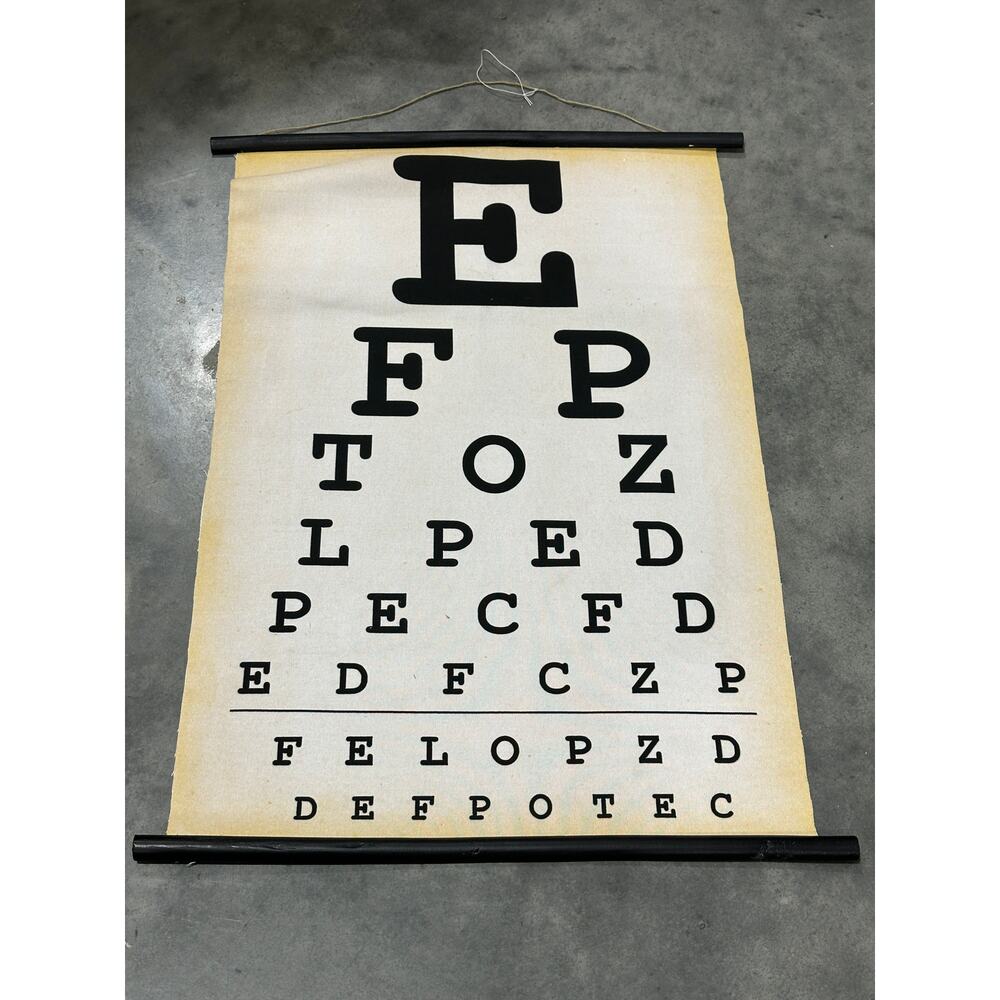 Eye Chart Scroll, Decorative Canvas and Wood, 36x26", Wall Hanging, Snellen cha